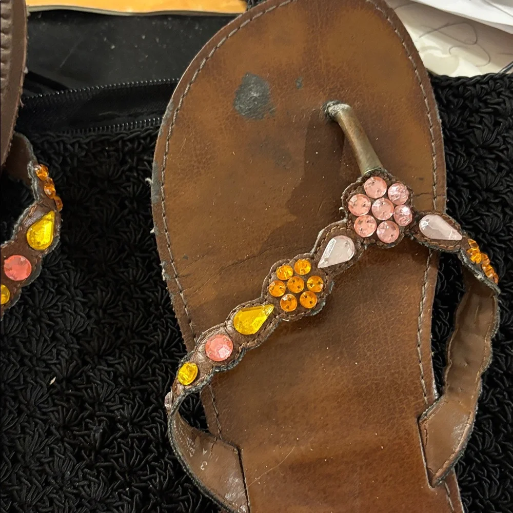 Children’s Ellemenno Embellished Brown Sandals 3